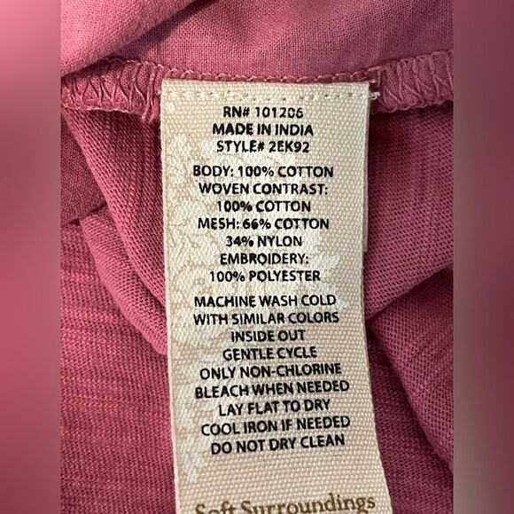 Soft surroundings Coconut dreams embroidered V- Neck sz S - Picture 5 of 5